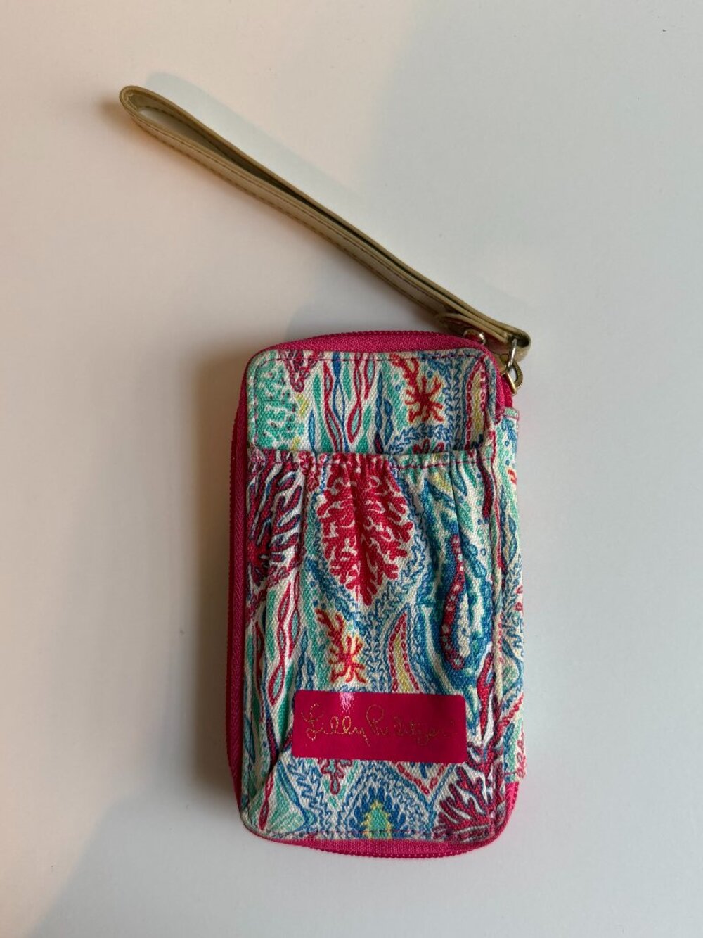 LILLY PULITZER "Reef" pattern pink & blue wristlet